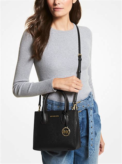 michael kors mercer medium leather messenger crossbody handbag|Michael Kors pebble leather handbags.